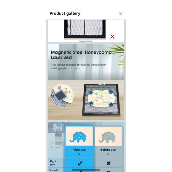 Comgrow 450x450mm Honeycomb Laser Bed w/ Aluminum Plate for Engraver Cutter - Picture 3 of 9